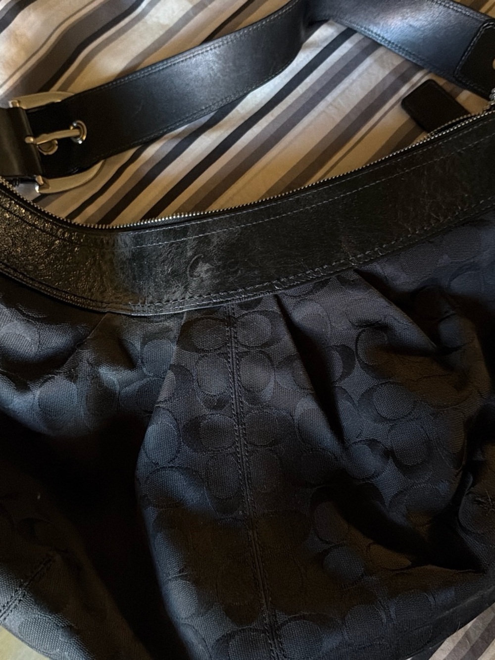 Coach  Black Signature Shoulder Bag